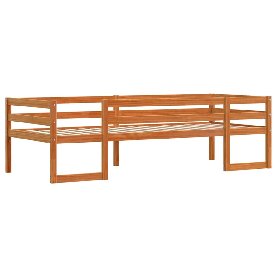Kinderbedframe massief grenenhout wasbruin 90x200 cm