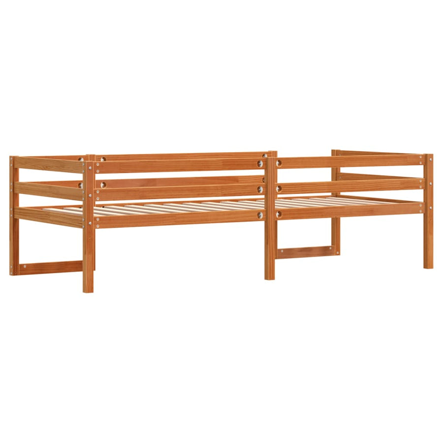 Kinderbedframe massief grenenhout wasbruin 90x200 cm