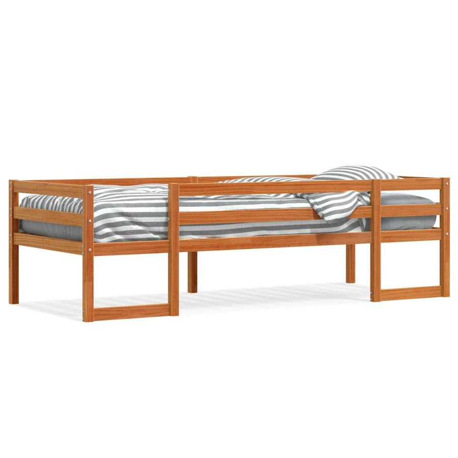 Kinderbedframe massief grenenhout wasbruin 90x200 cm