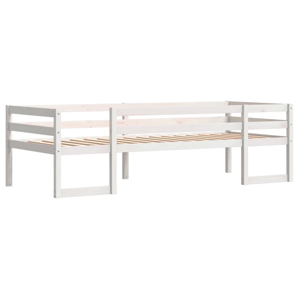 Kinderbedframe massief grenenhout wit 90x190 cm
