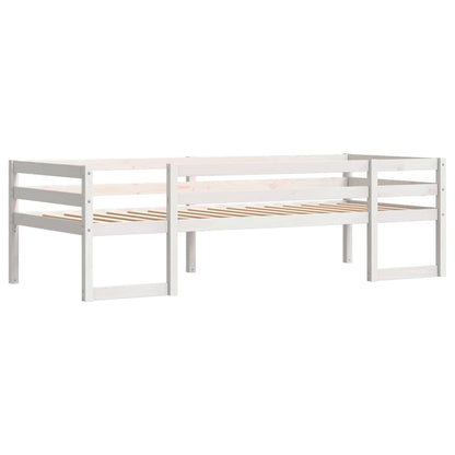 Kinderbedframe massief grenenhout wit 90x190 cm