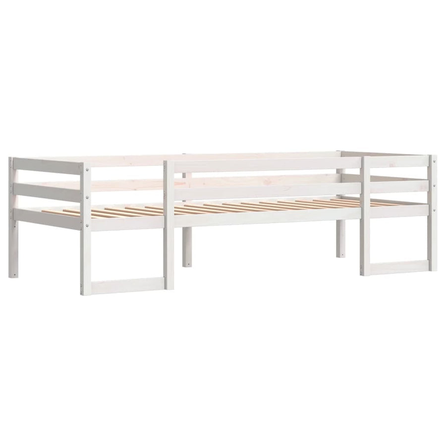 Kinderbedframe massief grenenhout wit 90x190 cm