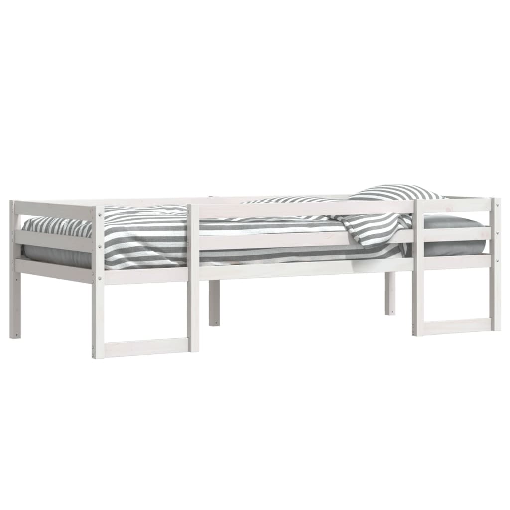 Kinderbedframe massief grenenhout wit 90x190 cm