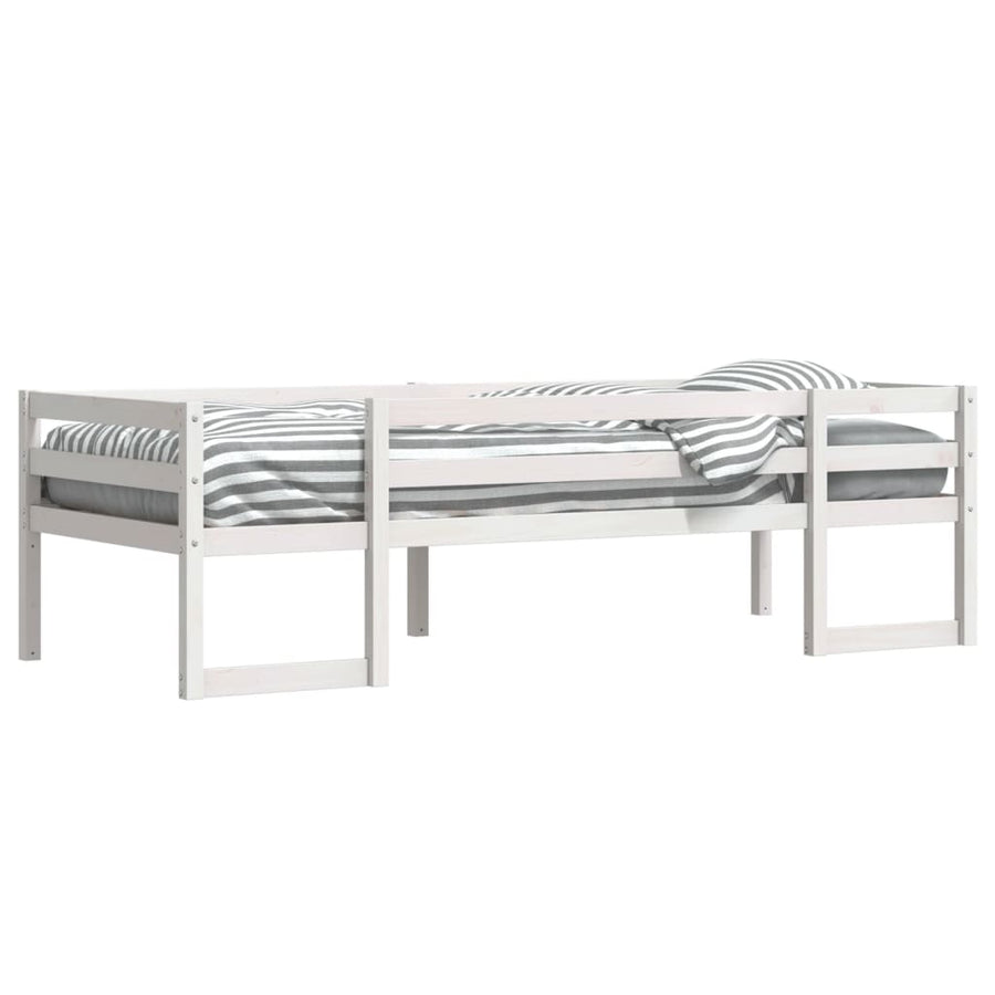 Kinderbedframe massief grenenhout wit 90x190 cm