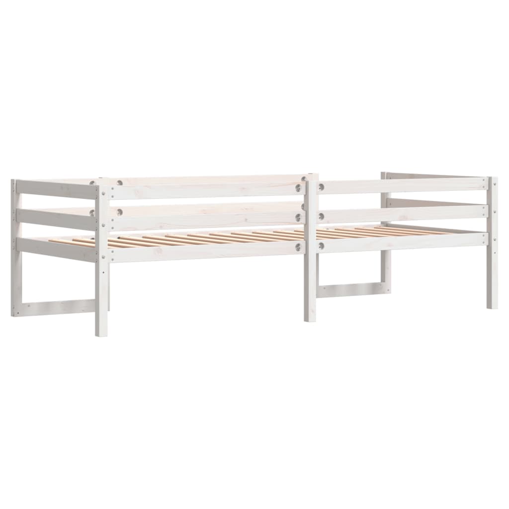 Kinderbedframe massief grenenhout wit 90x190 cm