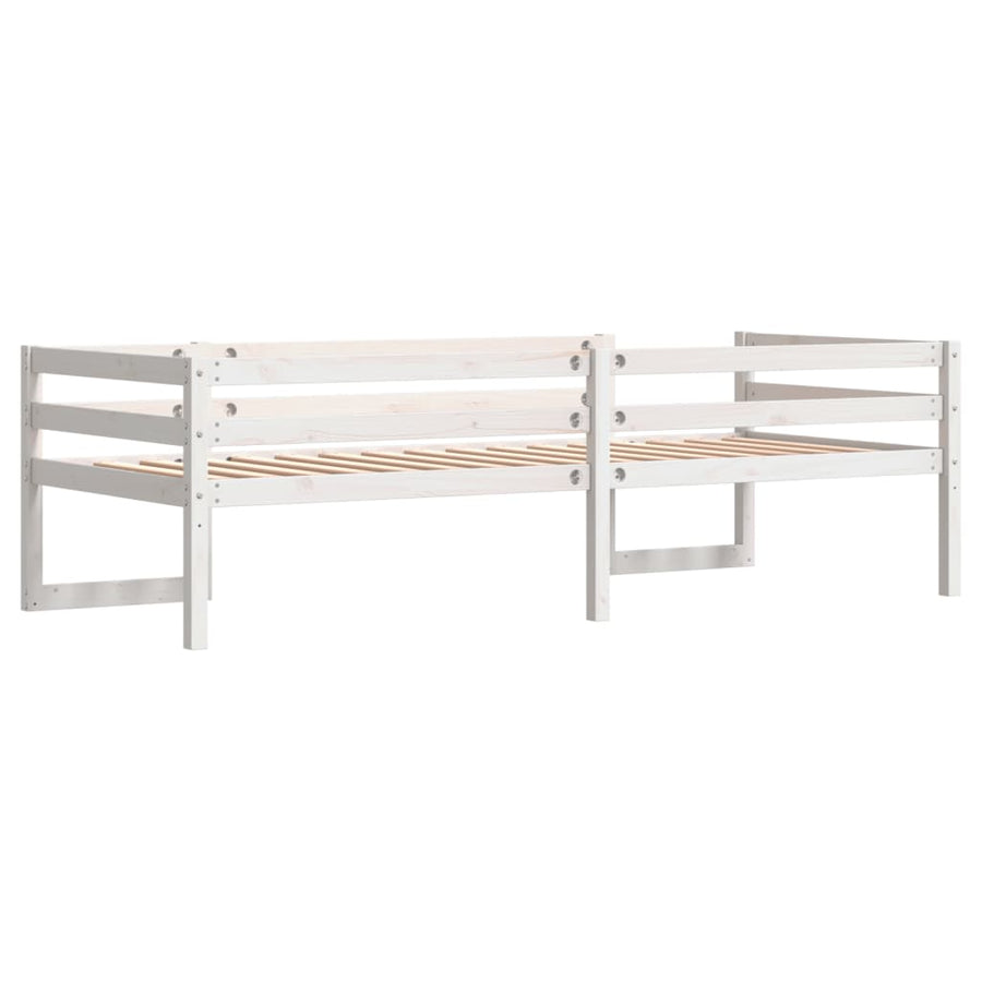 Kinderbedframe massief grenenhout wit 90x190 cm