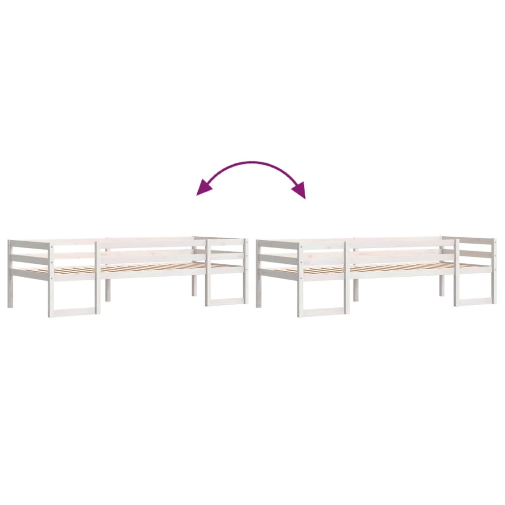 Kinderbedframe massief grenenhout wit 90x190 cm