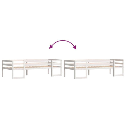 Kinderbedframe massief grenenhout wit 90x190 cm