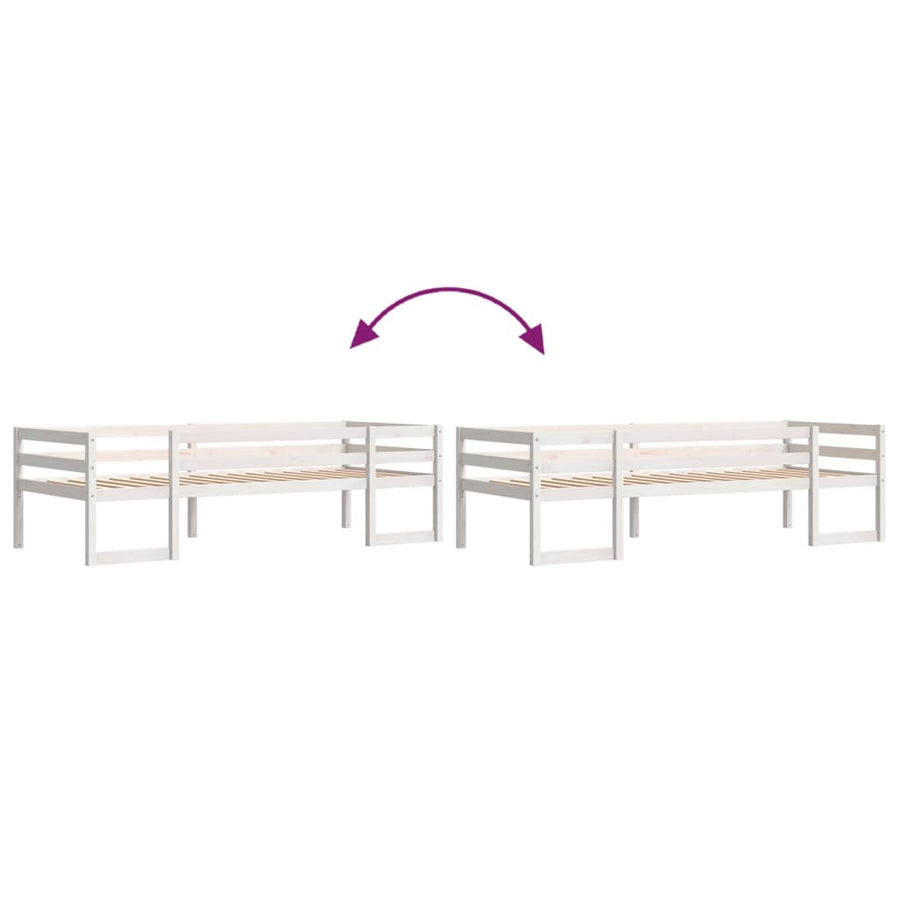 Kinderbedframe massief grenenhout wit 90x190 cm