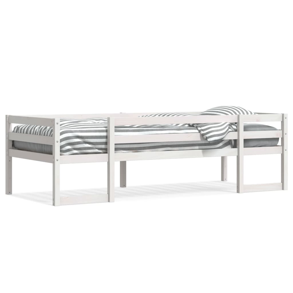 Kinderbedframe massief grenenhout wit 90x190 cm