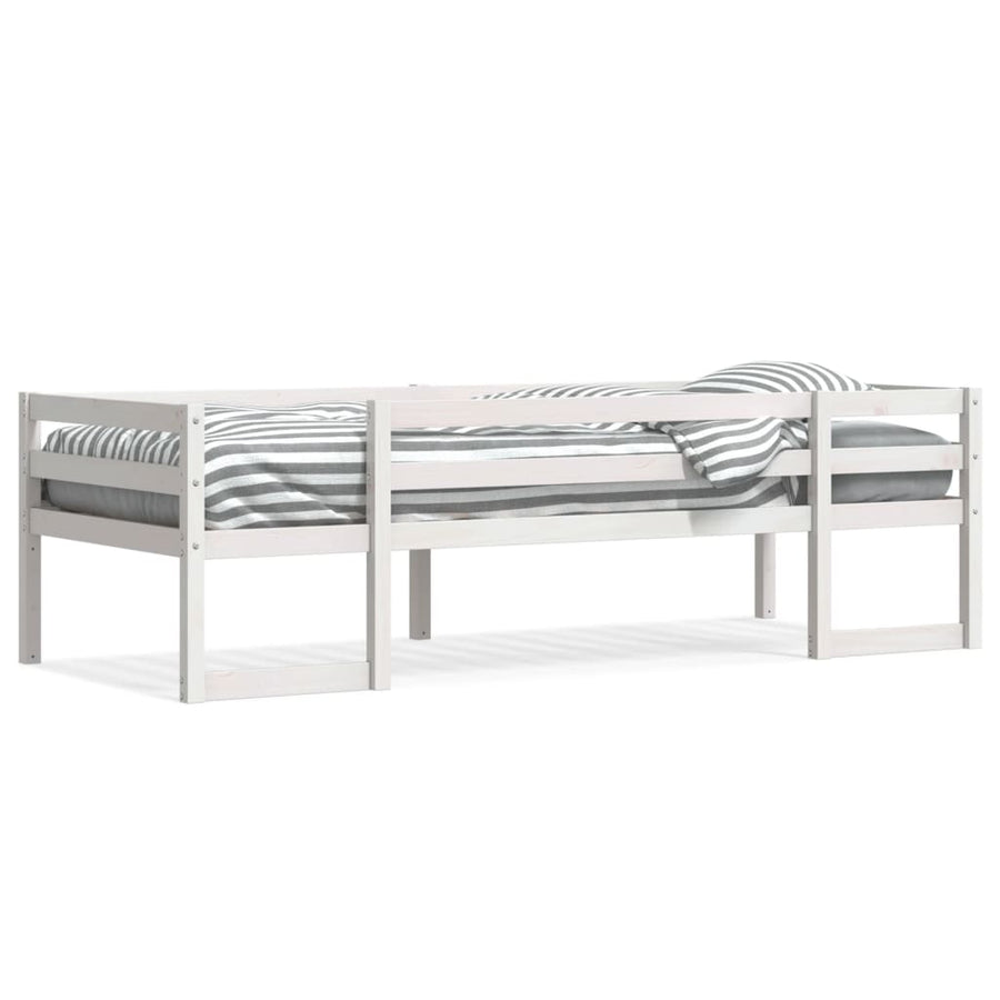 Kinderbedframe massief grenenhout wit 90x190 cm