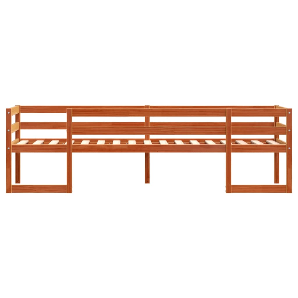 Kinderbedframe massief grenenhout wasbruin 90x190 cm