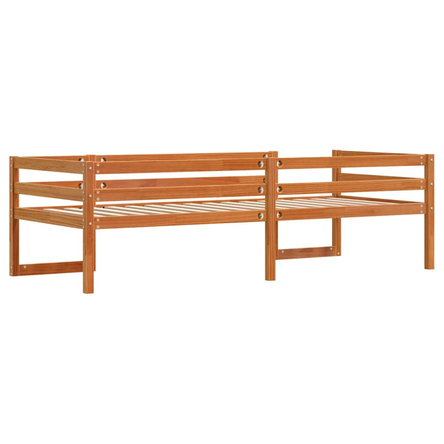 Kinderbedframe massief grenenhout wasbruin 90x190 cm