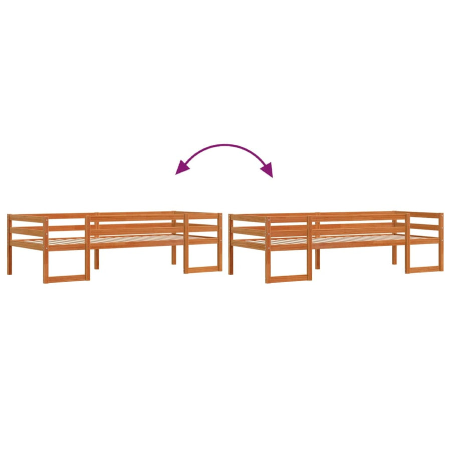 Kinderbedframe massief grenenhout wasbruin 90x190 cm