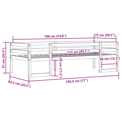 Kinderbedframe massief grenenhout 75x190 cm