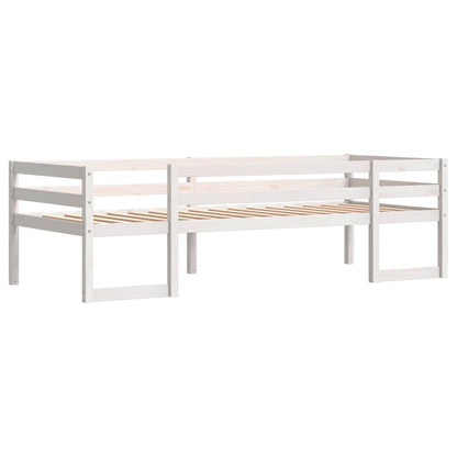 Kinderbedframe massief grenenhout wit 75x190 cm