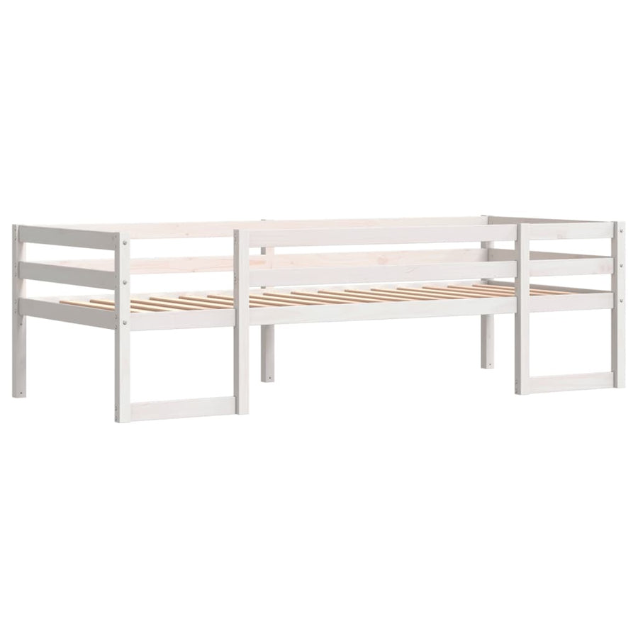 Kinderbedframe massief grenenhout wit 75x190 cm