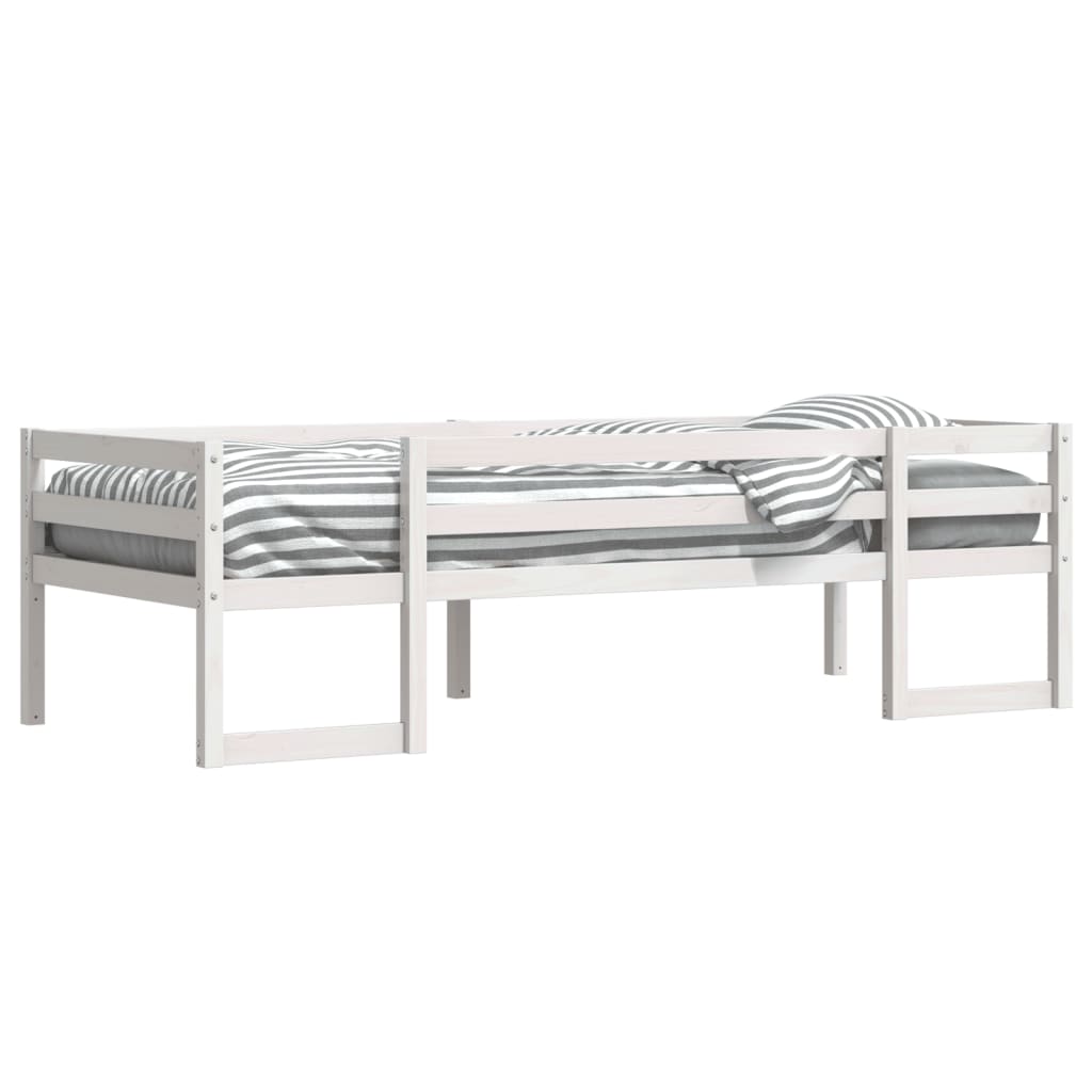 Kinderbedframe massief grenenhout wit 75x190 cm