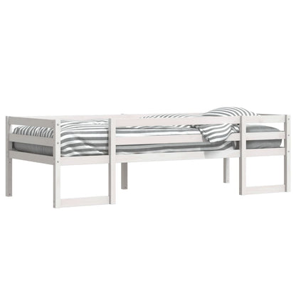 Kinderbedframe massief grenenhout wit 75x190 cm