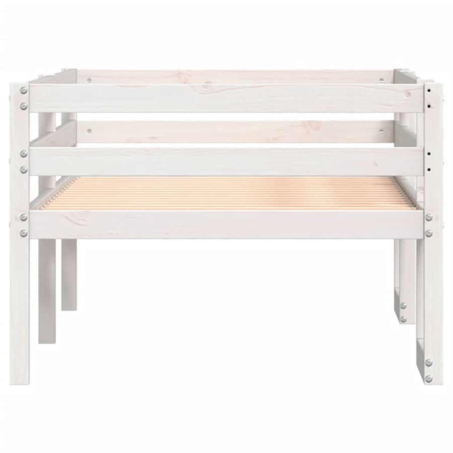 Kinderbedframe massief grenenhout wit 75x190 cm