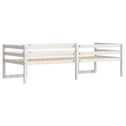 Kinderbedframe massief grenenhout wit 75x190 cm