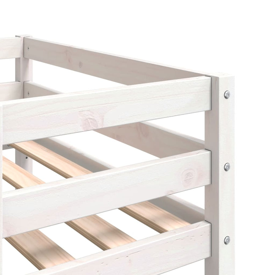 Kinderbedframe massief grenenhout wit 75x190 cm