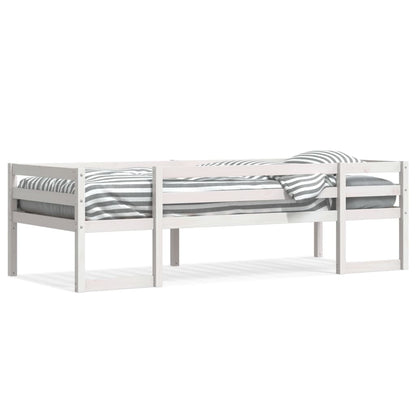 Kinderbedframe massief grenenhout wit 75x190 cm