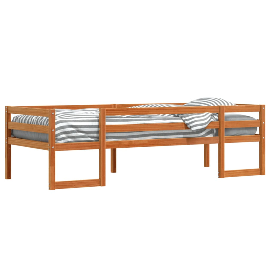 Kinderbedframe massief grenenhout wasbruin 75x190 cm
