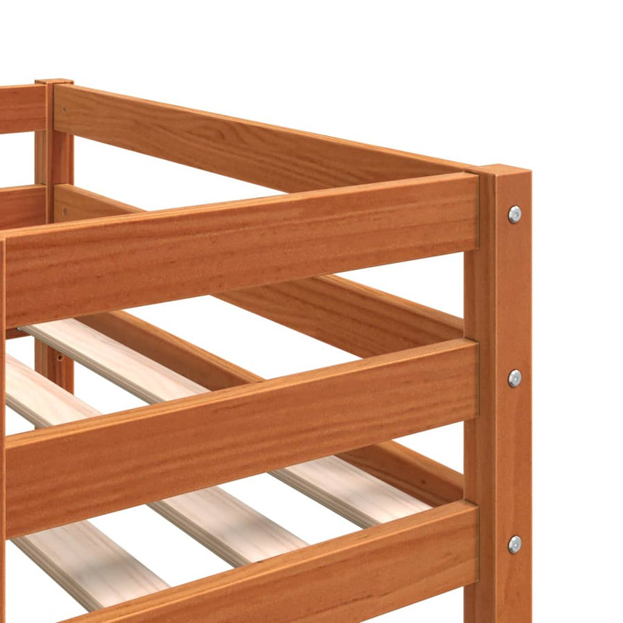 Kinderbedframe massief grenenhout wasbruin 75x190 cm