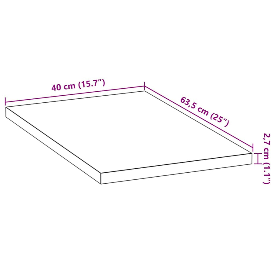 Keuken werkblad rechthoekig 40x63,5x2,7 cm massief eikenhout