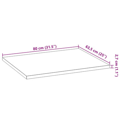 Keuken werkblad rechthoekig 80x63,5x2,7 cm massief eikenhout