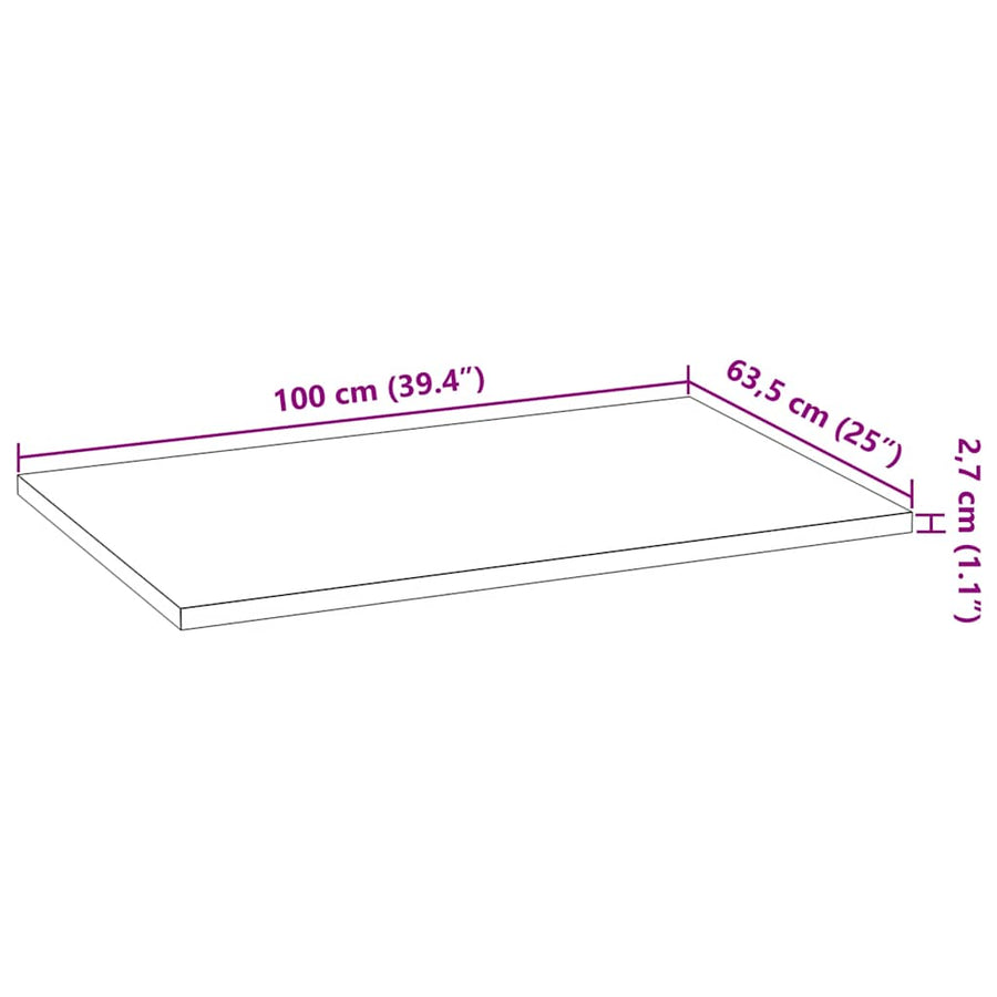 Keuken werkblad rechthoekig 100x63,5x2,7 cm massief eikenhout