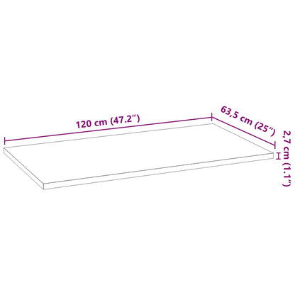 Keuken werkblad rechthoekig 120x63,5x2,7 cm massief eikenhout