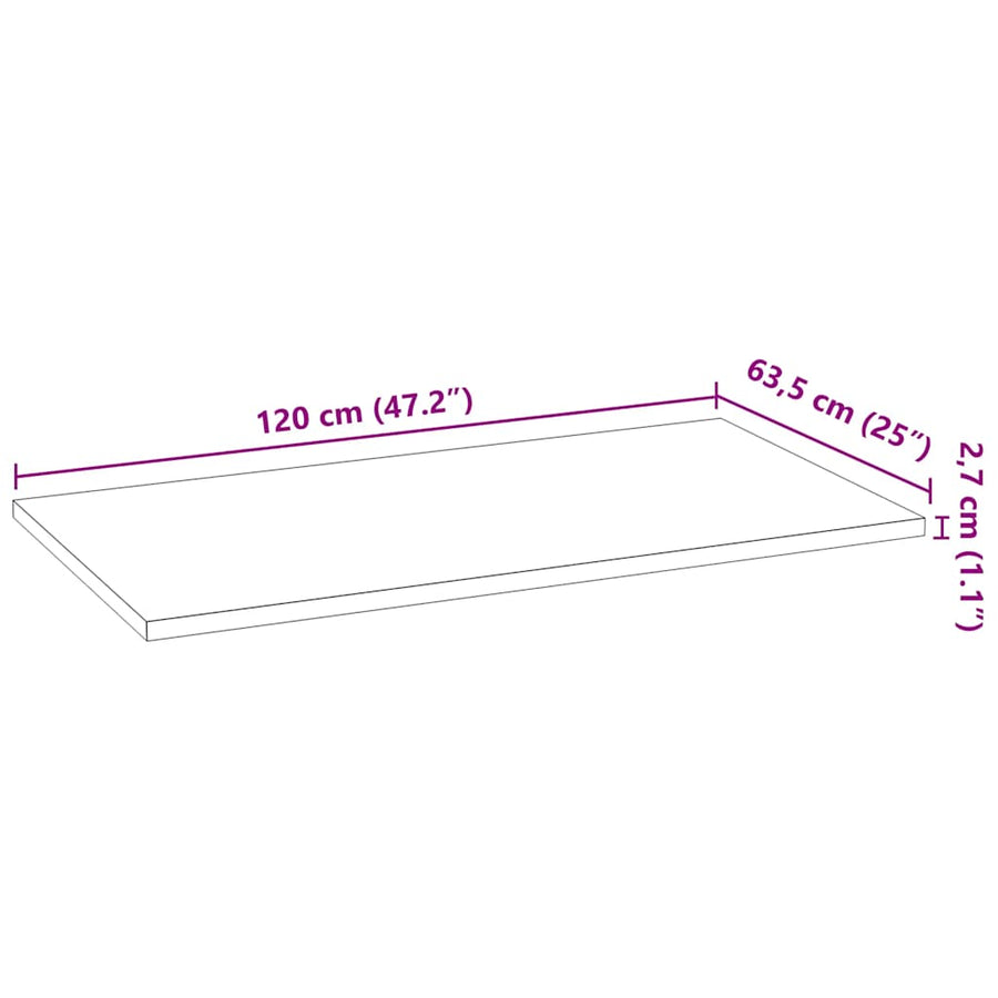 Keuken werkblad rechthoekig 120x63,5x2,7 cm massief eikenhout