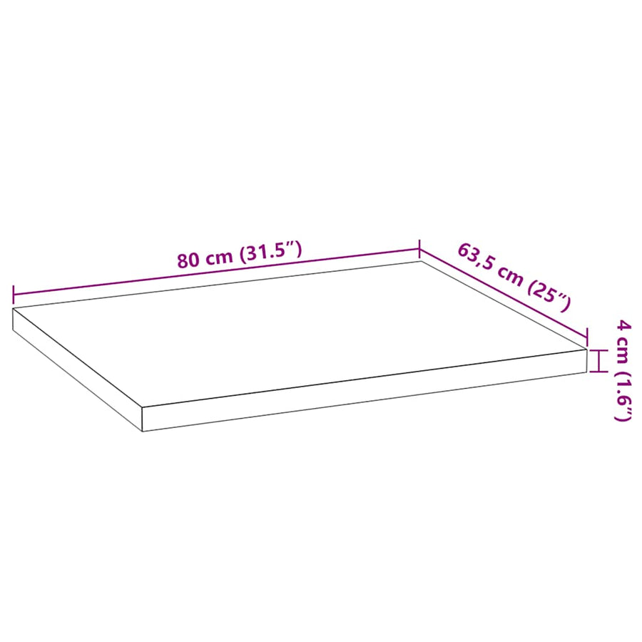 Keuken werkblad rechthoekig 80x63,5x4 cm massief eikenhout