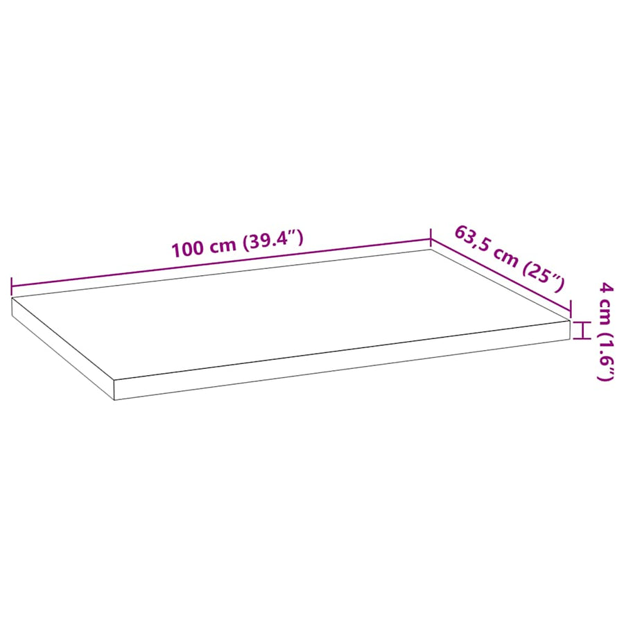 Keuken werkblad rechthoekig 100x63,5x4 cm massief eikenhout