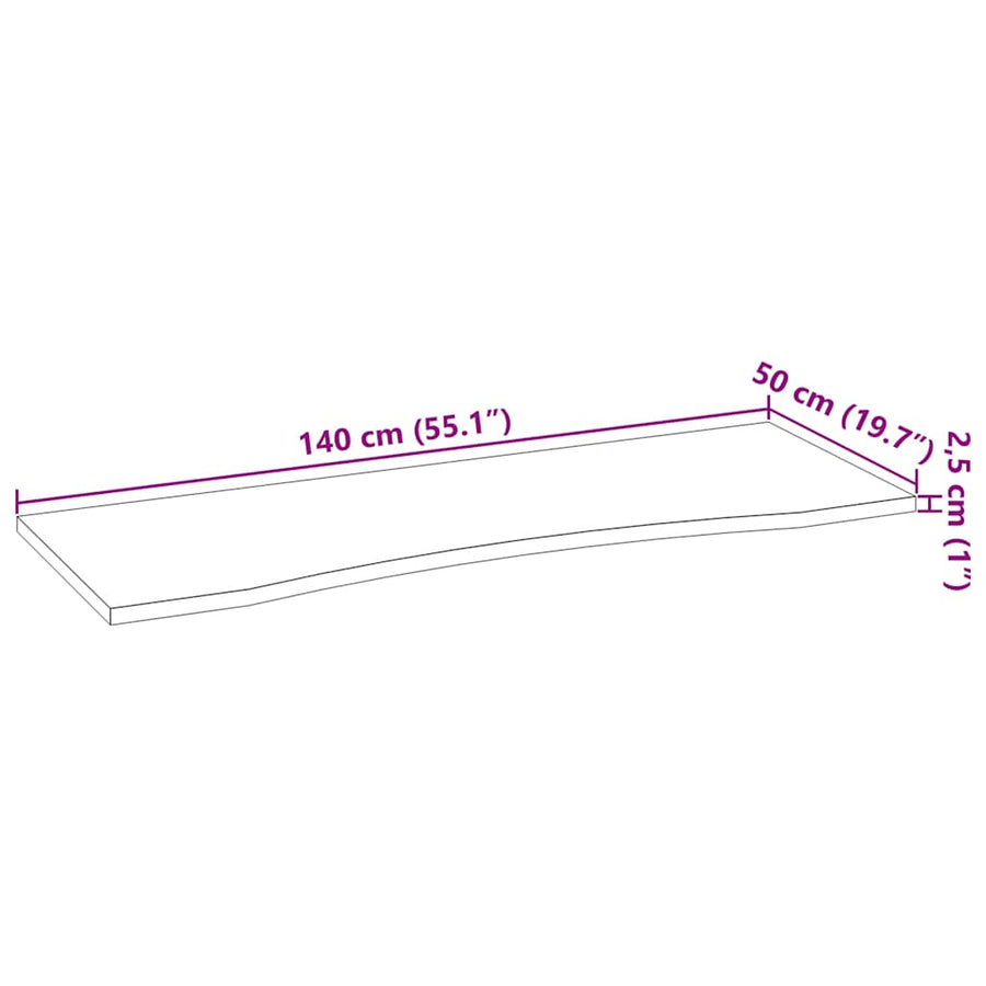 Bureaublad rechthoekig 140x50x2,5 cm onbehandeld eikenhout