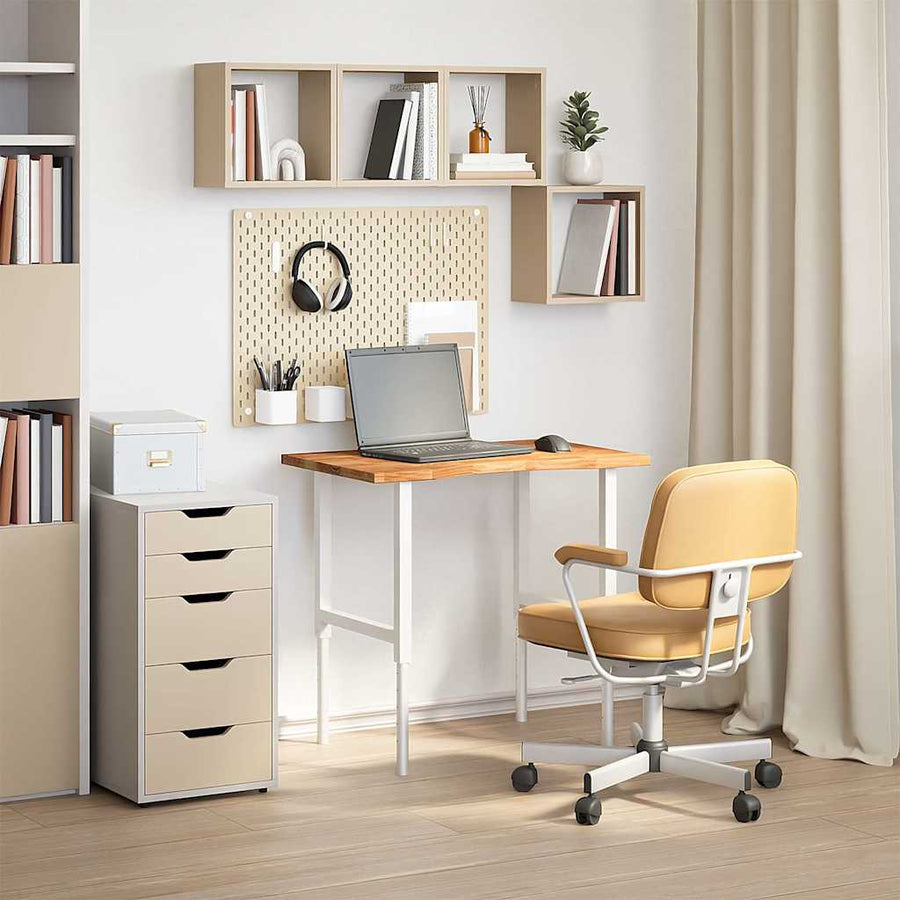 Bureaublad rechthoekig 80x60x2,5cm massief eikenhout lichtbruin