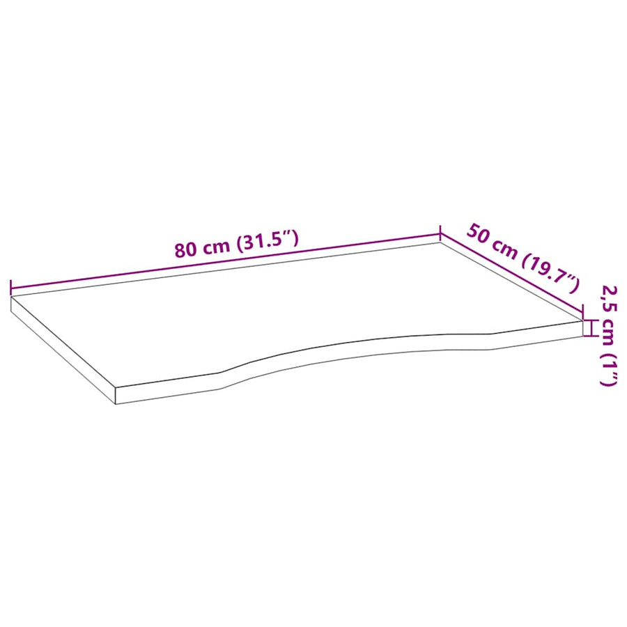 Bureaublad rechthoekig 80x50x2,5 cm eikenhout donkerbruin