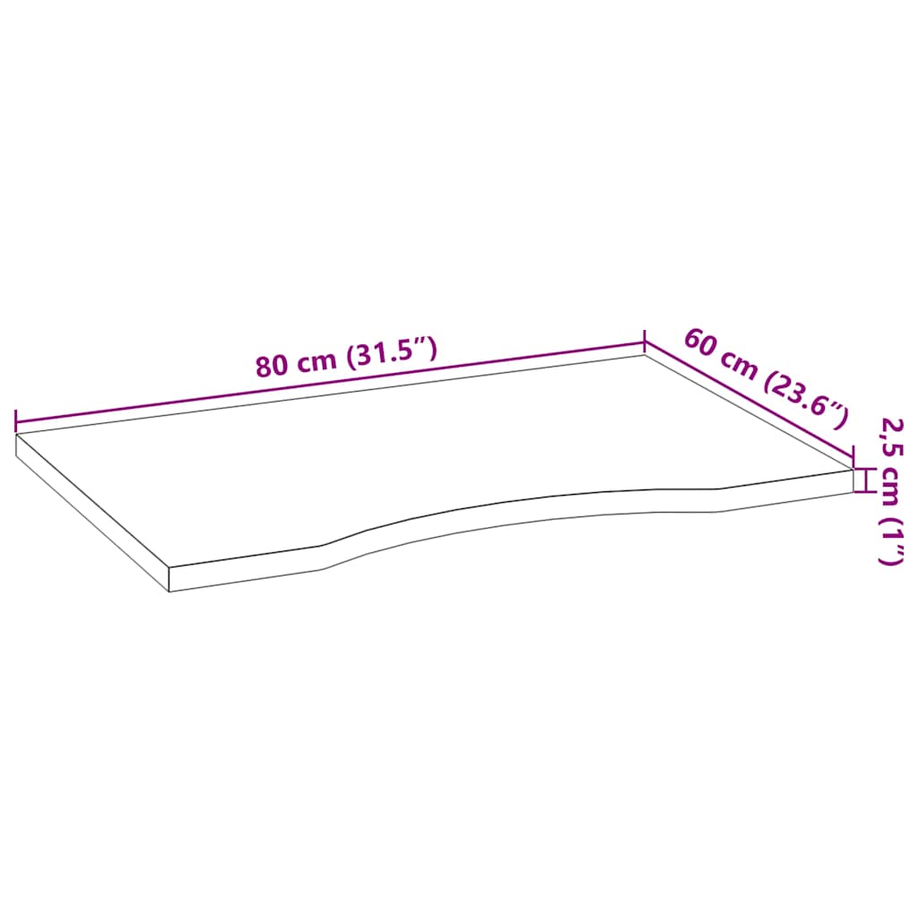 Bureaublad rechthoekig 80x60x2,5 cm eikenhout donkerbruin