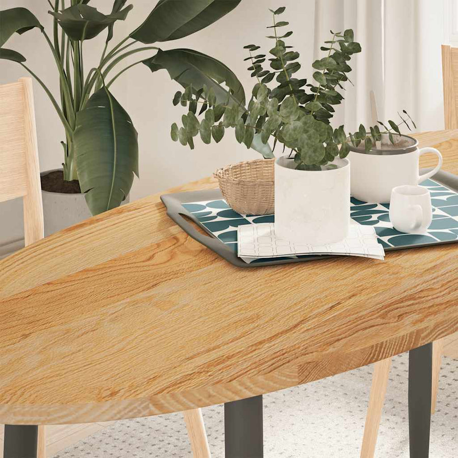Tafelblad 140x60x2 cm ovaal massief eikenhout lichtbruin