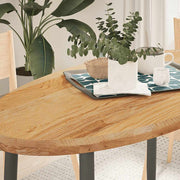 Tafelblad ovaal 120x60x4 cm massief eikenhout lichtbruin