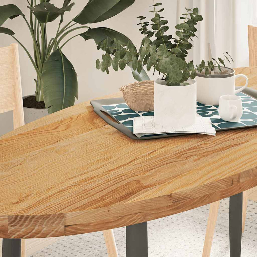 Tafelblad 140x60x4 cm ovaal massief eikenhout lichtbruin