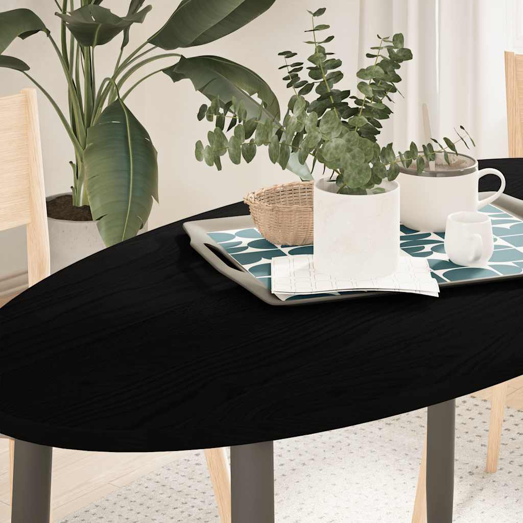 Tafelblad 120x60x2 cm ovaal massief eikenhout donkerbruin