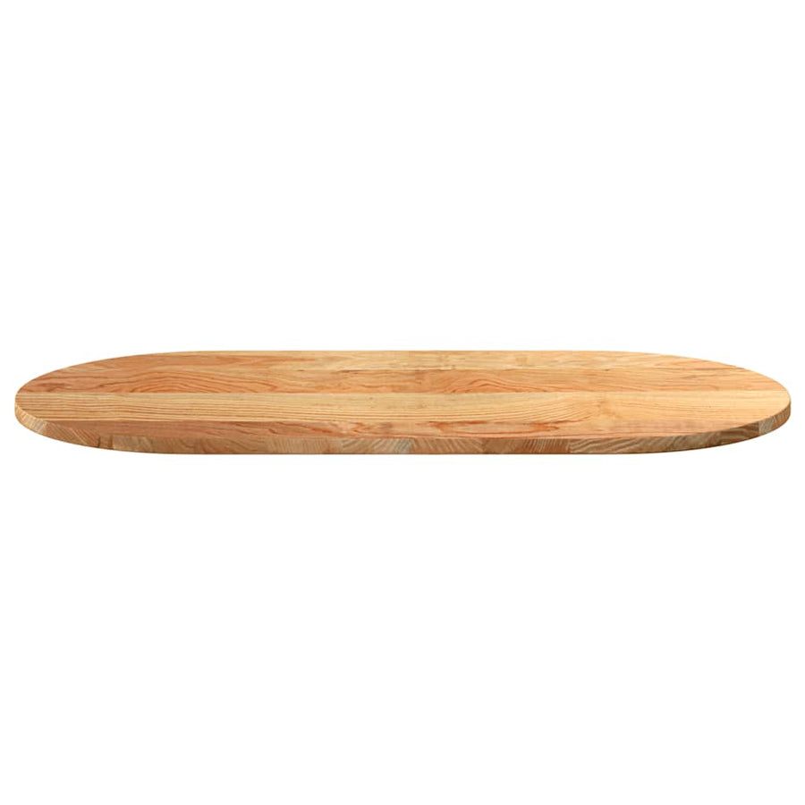 Tafelblad 100x50x2 cm ovaal massief eikenhout lichtbruin