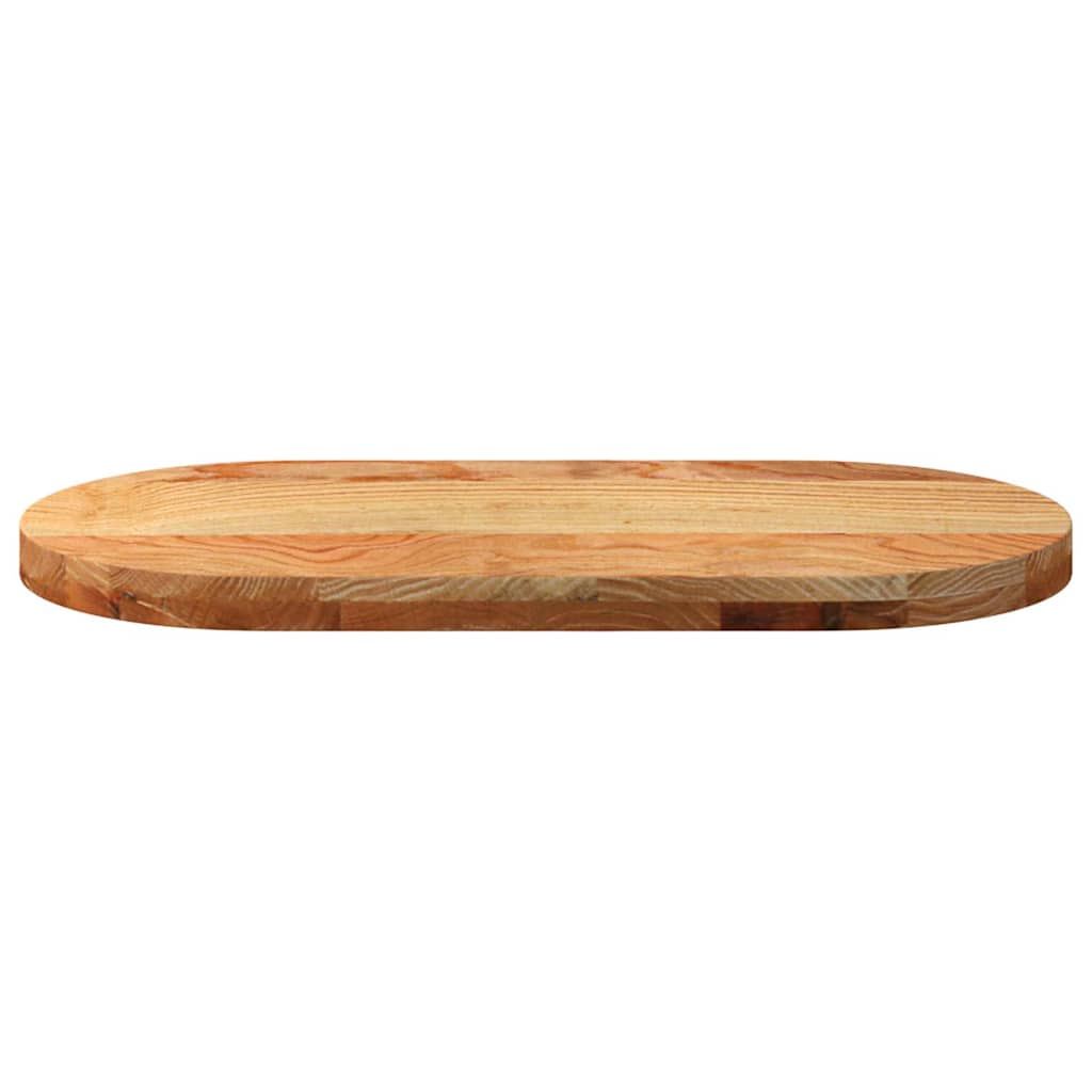 Tafelblad 80x40x4 cm ovaal massief eikenhout lichtbruin