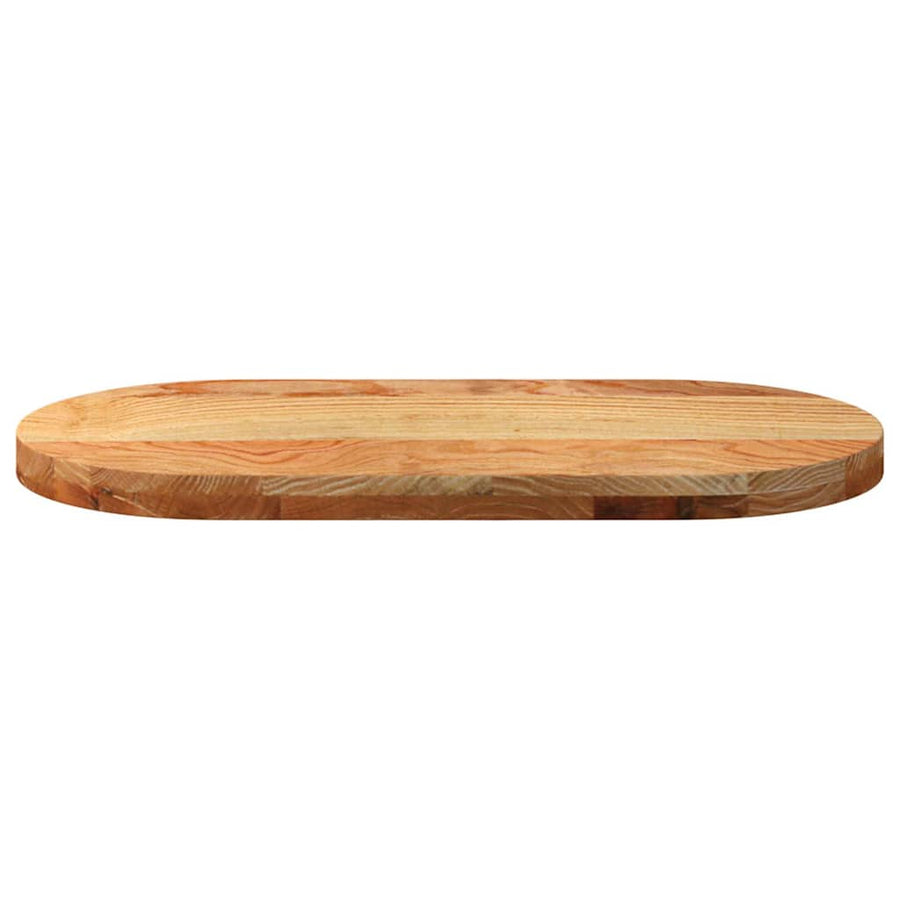Tafelblad 80x40x4 cm ovaal massief eikenhout lichtbruin