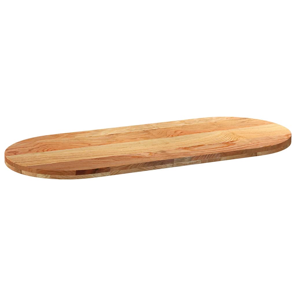 Tafelblad 140x60x4 cm ovaal massief eikenhout lichtbruin