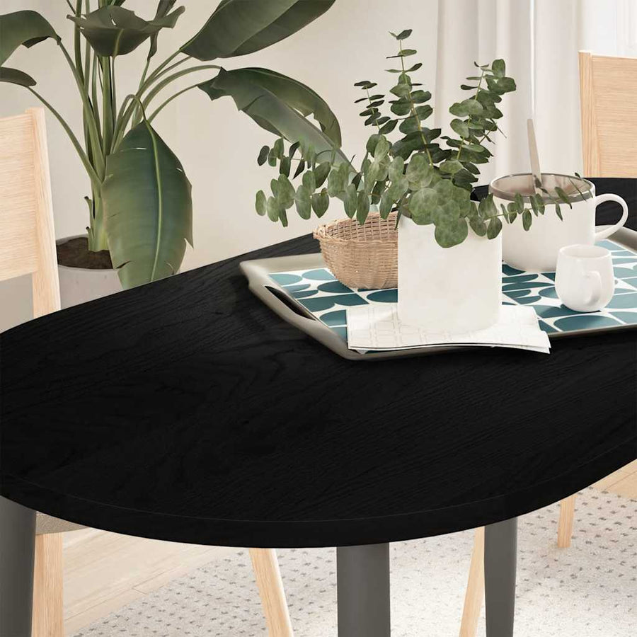 Tafelblad 120x60x2 cm ovaal massief eikenhout donkerbruin