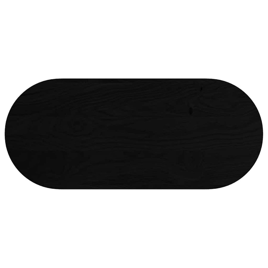 Tafelblad 140x60x4 cm ovaal massief eikenhout donkerbruin